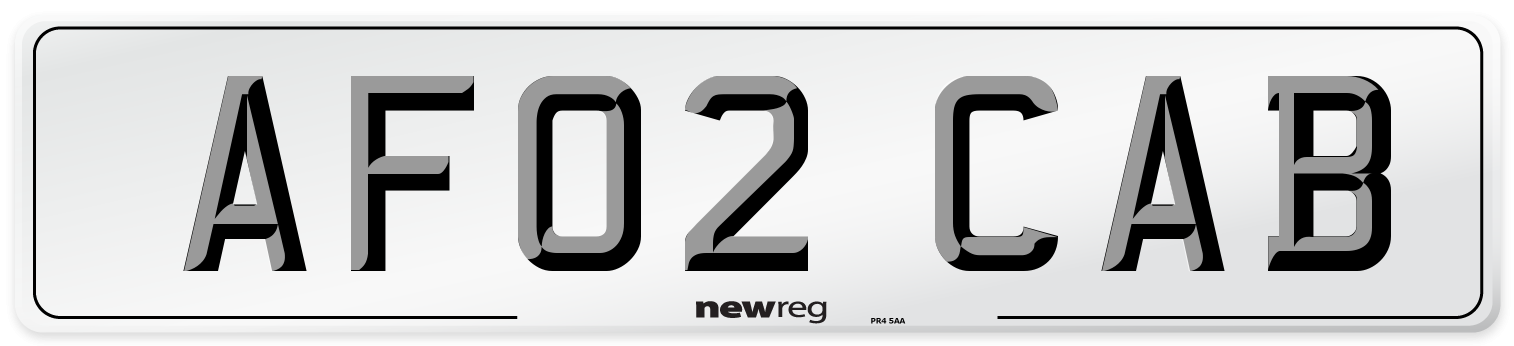 AF02 CAB Number Plate from New Reg
